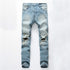 Casual Mid Waisted Jeans Men's Ripped Jeans Elasticity Urban Pants
